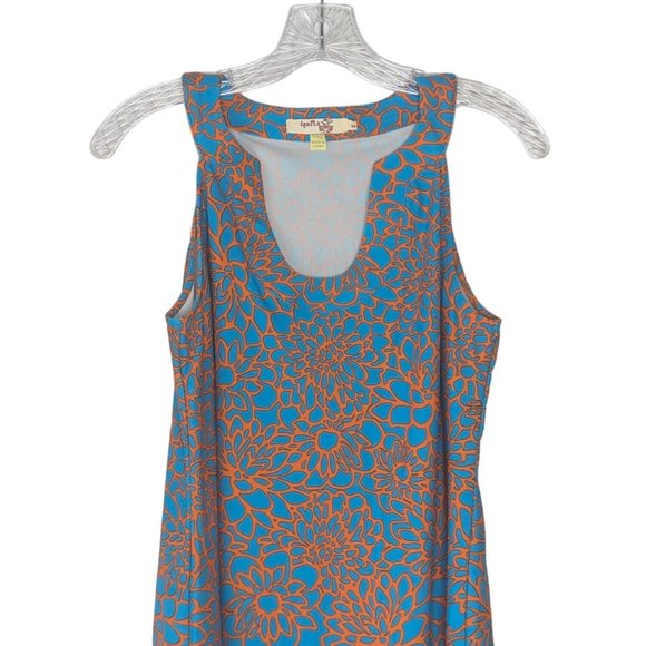 Aryeh sleeveless Turquoise and Orange Floral Abstract Summer Dress size Small - Picture 6 of 11